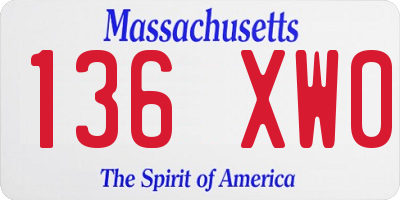 MA license plate 136XW0