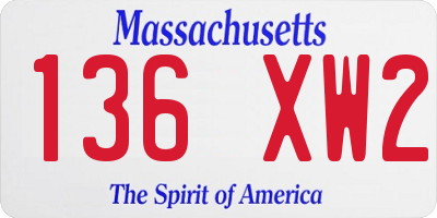 MA license plate 136XW2