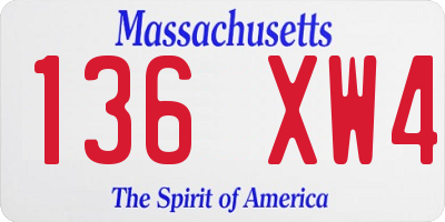 MA license plate 136XW4
