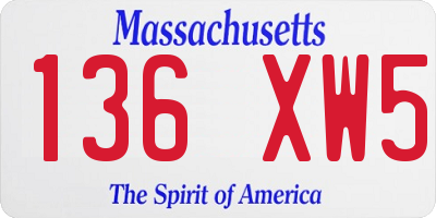 MA license plate 136XW5