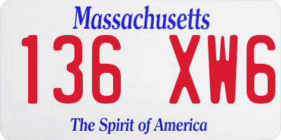 MA license plate 136XW6
