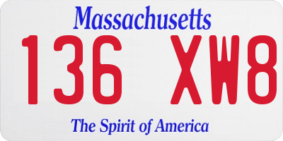 MA license plate 136XW8