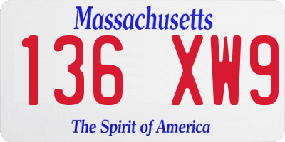 MA license plate 136XW9