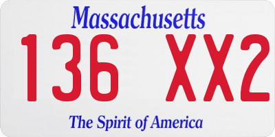 MA license plate 136XX2