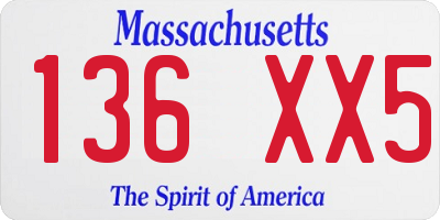 MA license plate 136XX5