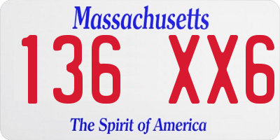 MA license plate 136XX6
