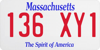 MA license plate 136XY1