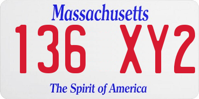 MA license plate 136XY2