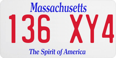 MA license plate 136XY4