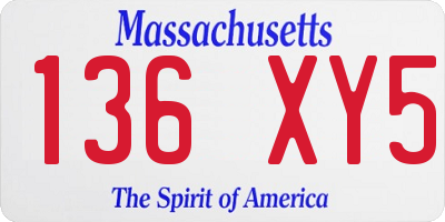 MA license plate 136XY5