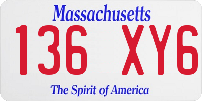 MA license plate 136XY6