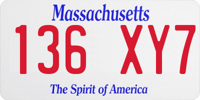 MA license plate 136XY7