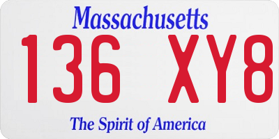 MA license plate 136XY8