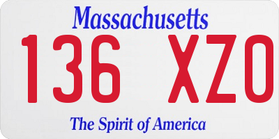 MA license plate 136XZ0