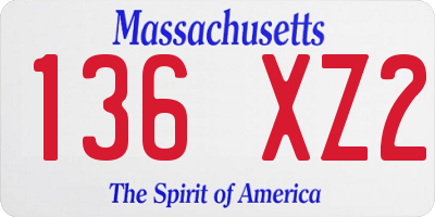 MA license plate 136XZ2