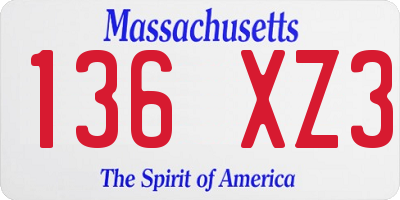 MA license plate 136XZ3