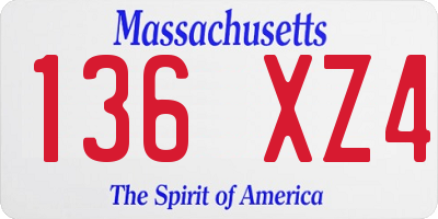 MA license plate 136XZ4