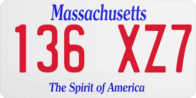 MA license plate 136XZ7