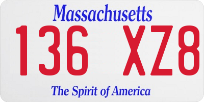 MA license plate 136XZ8