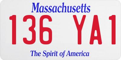 MA license plate 136YA1