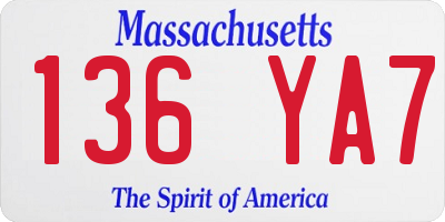 MA license plate 136YA7