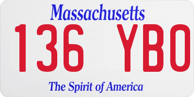 MA license plate 136YB0