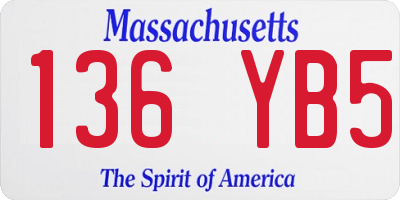 MA license plate 136YB5