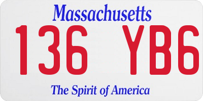 MA license plate 136YB6