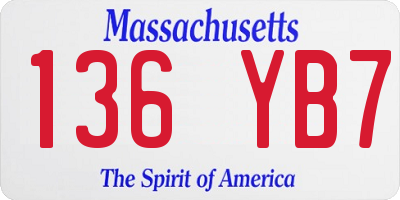 MA license plate 136YB7
