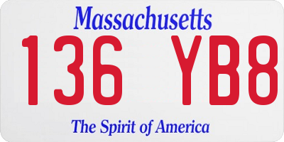 MA license plate 136YB8