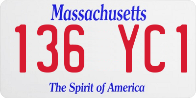 MA license plate 136YC1