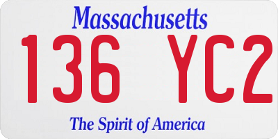MA license plate 136YC2