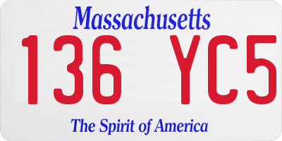MA license plate 136YC5