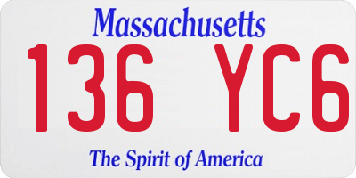 MA license plate 136YC6
