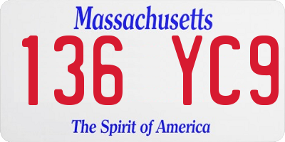 MA license plate 136YC9