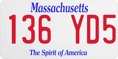 MA license plate 136YD5