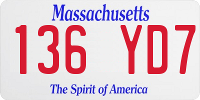 MA license plate 136YD7