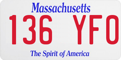 MA license plate 136YF0