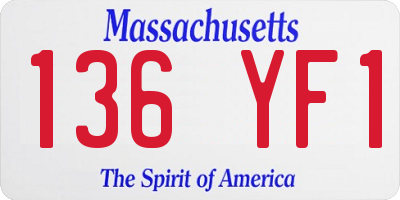 MA license plate 136YF1