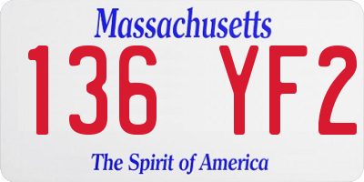 MA license plate 136YF2