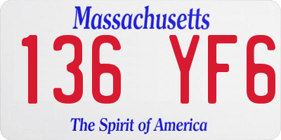 MA license plate 136YF6