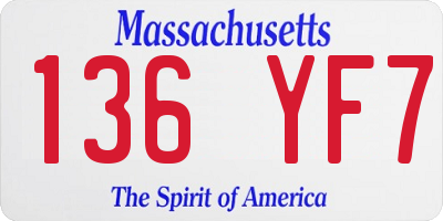 MA license plate 136YF7