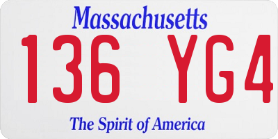 MA license plate 136YG4