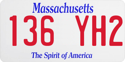 MA license plate 136YH2