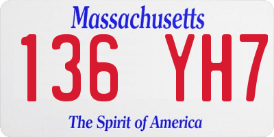 MA license plate 136YH7