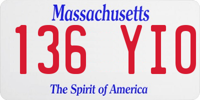MA license plate 136YI0