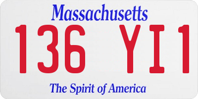 MA license plate 136YI1