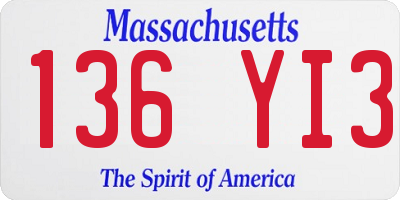 MA license plate 136YI3
