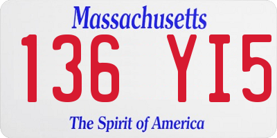 MA license plate 136YI5