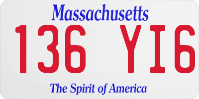 MA license plate 136YI6